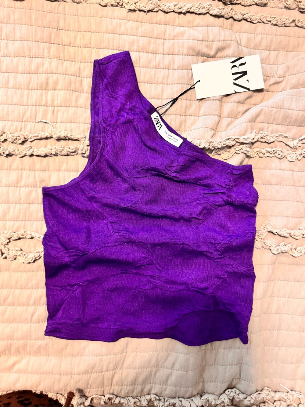 ZARA Asymmetrical One-Shoulder Tank Top in Vibrant Purple